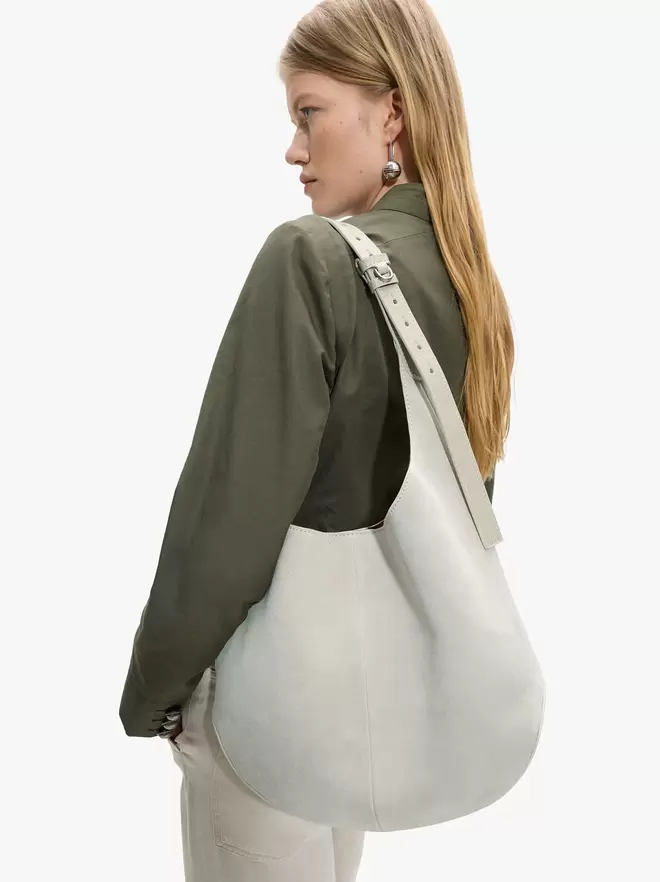 Sac rond en cuir avec pochette amovible