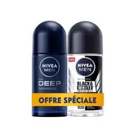 NIVEA MEN Pack 2 Déodorants Roll-on Deep + Black&White 2x50ml