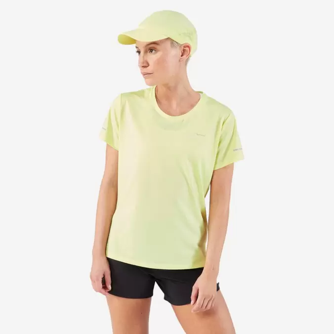 T-shirt running respirant femme - kiprun run 500 dry jaune