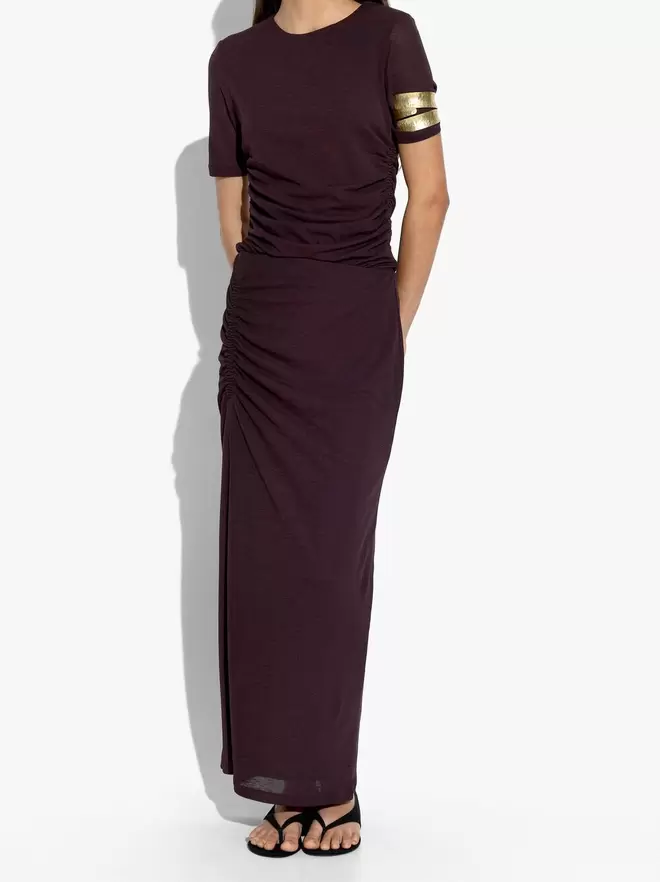 Jupe longue et lisse avec fronces