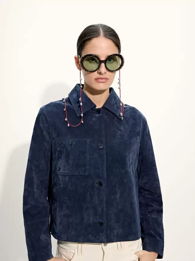 Veste en cuir avec poche