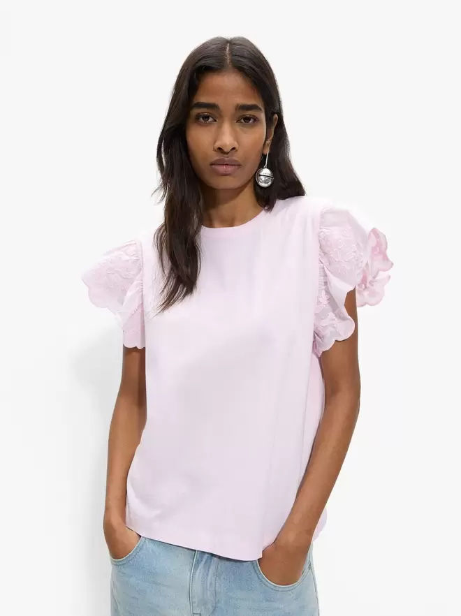 T-shirt en coton avec manches à volants