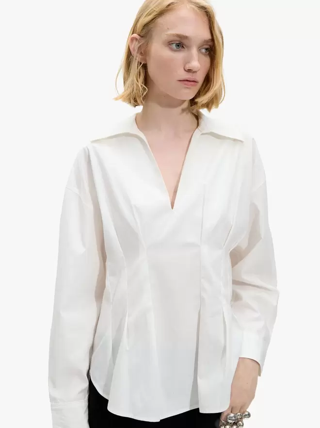 Chemise avec pinces mélange de coton