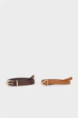 Lot de 2 ceintures en simili cuir pour femme
