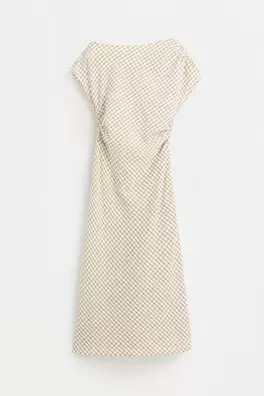 Draped plaid midi dress