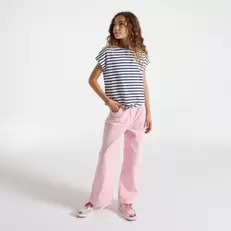Pantalon rose en toile Fille