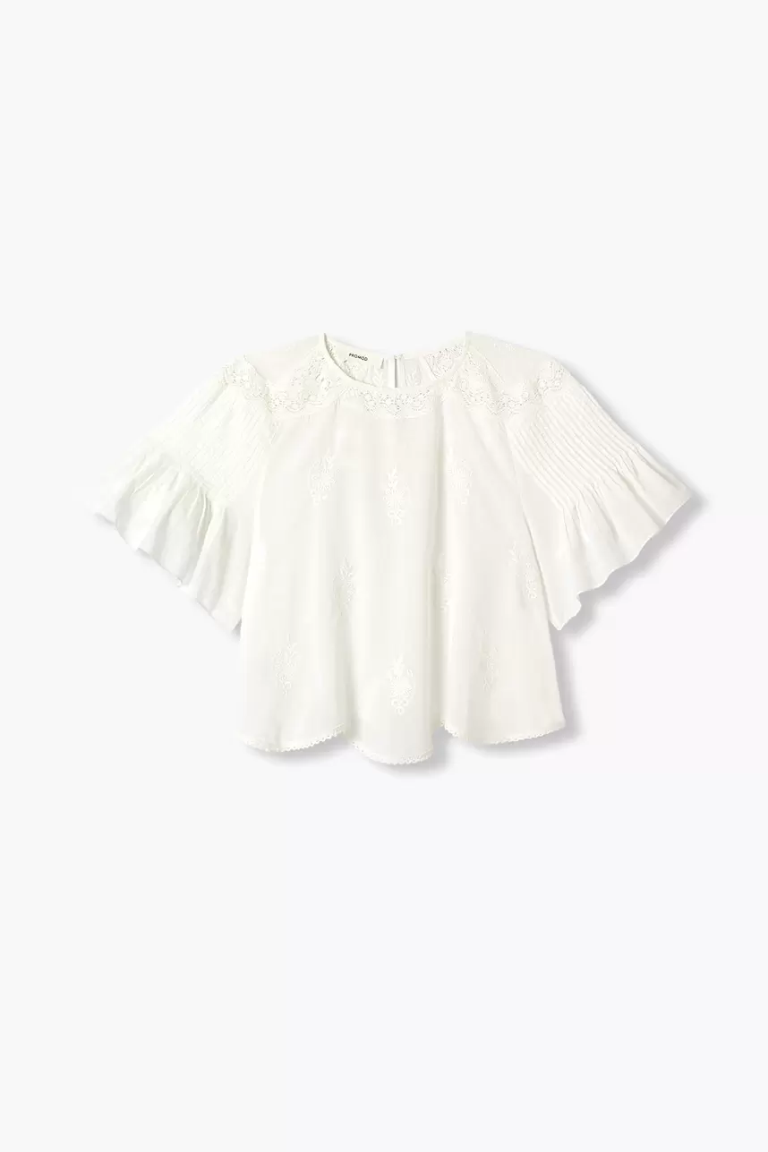 Blouse brodée évasée Femme