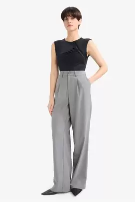 Pantalon taille haute avec poches Coupe droite