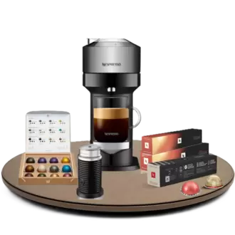 Pack Vertuo Next deluxe + Aeroccino + Assortiment de 30 capsules