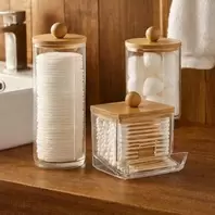 Porte-Coton disque démaquillant, Coton Tige boîte de Rangement Boule - Organisateur de coiffeuse