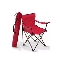 Chaise Plage Pliable siège Fauteuil Camping plus porte-Bouteille et sachet- ROUGE