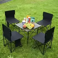 Set camping pliable : 4 chaises + table transportable pour activités extérieures
