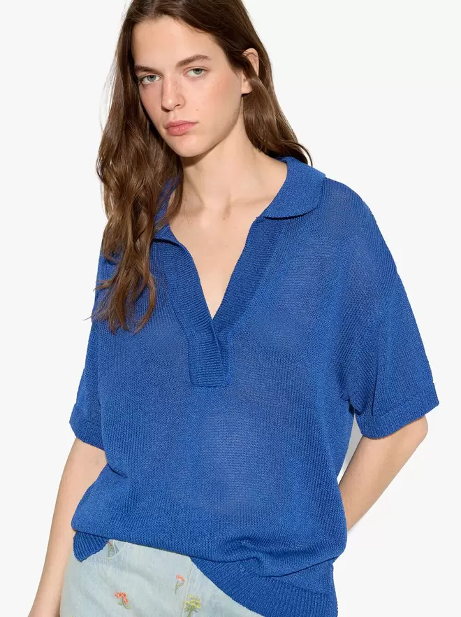 Pull en maille avec col polo