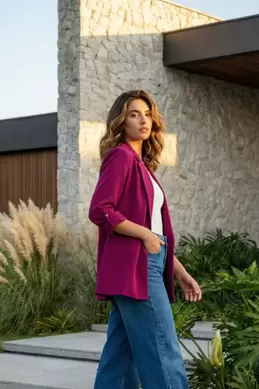 BLAZER FLUIDE À MANCHES RETROUSSÉES