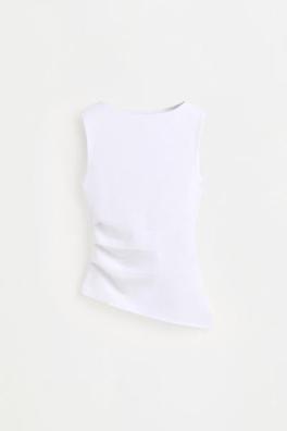 Gathered interlock T-shirt