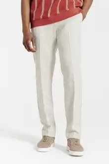 Pantalon chino straight 100% lin
