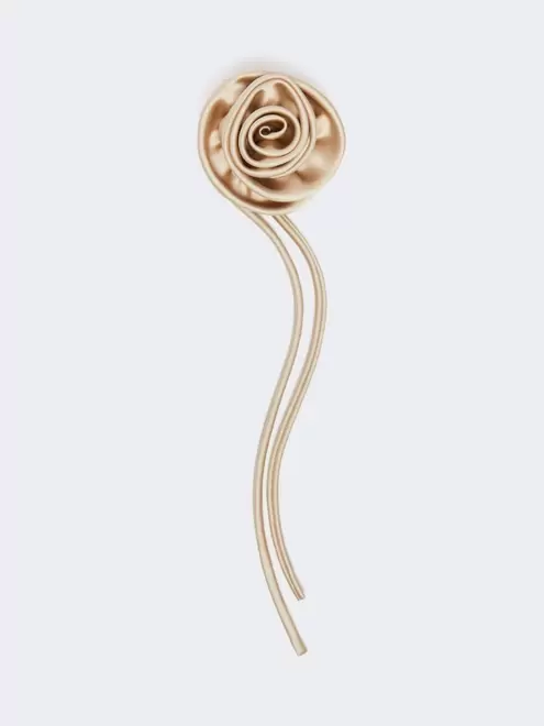 Satin flower brooch - BEIGE