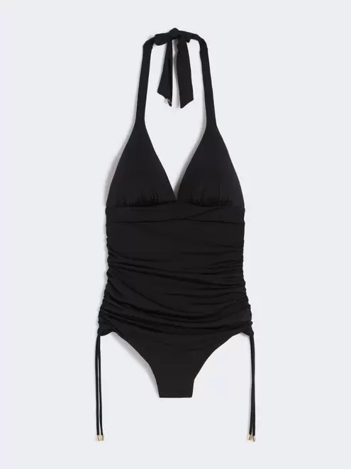 Gathered jersey swimsuit - BLACK