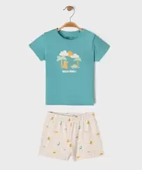 Pyjashort en coton imprimé dinosaures bébé garçon