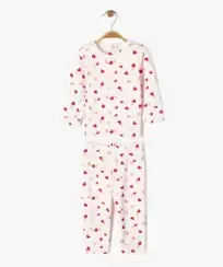 Pyjama en velours 2 pièces motifs cœurs bébé fille