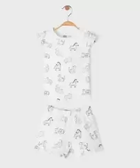 Pyjashort 2 pièces à motifs animaux bébé fille tee-shirt et short