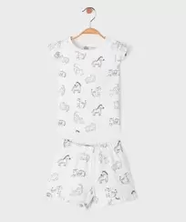 Pyjashort 2 pièces à motifs animaux bébé fille tee-shirt et short