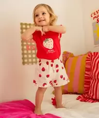 Pyjashort 2 pièces à motifs fraises bébé fille