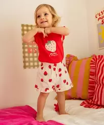 Pyjashort 2 pièces à motifs fraises bébé fille