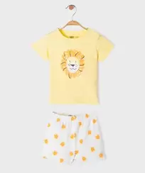 Ensemble 2 pièces avec motif lion bébé garçon tee-shirt et short
