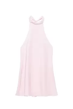 Robe courte encolure américaine satinée