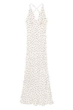 Robe satinée pois dos nu