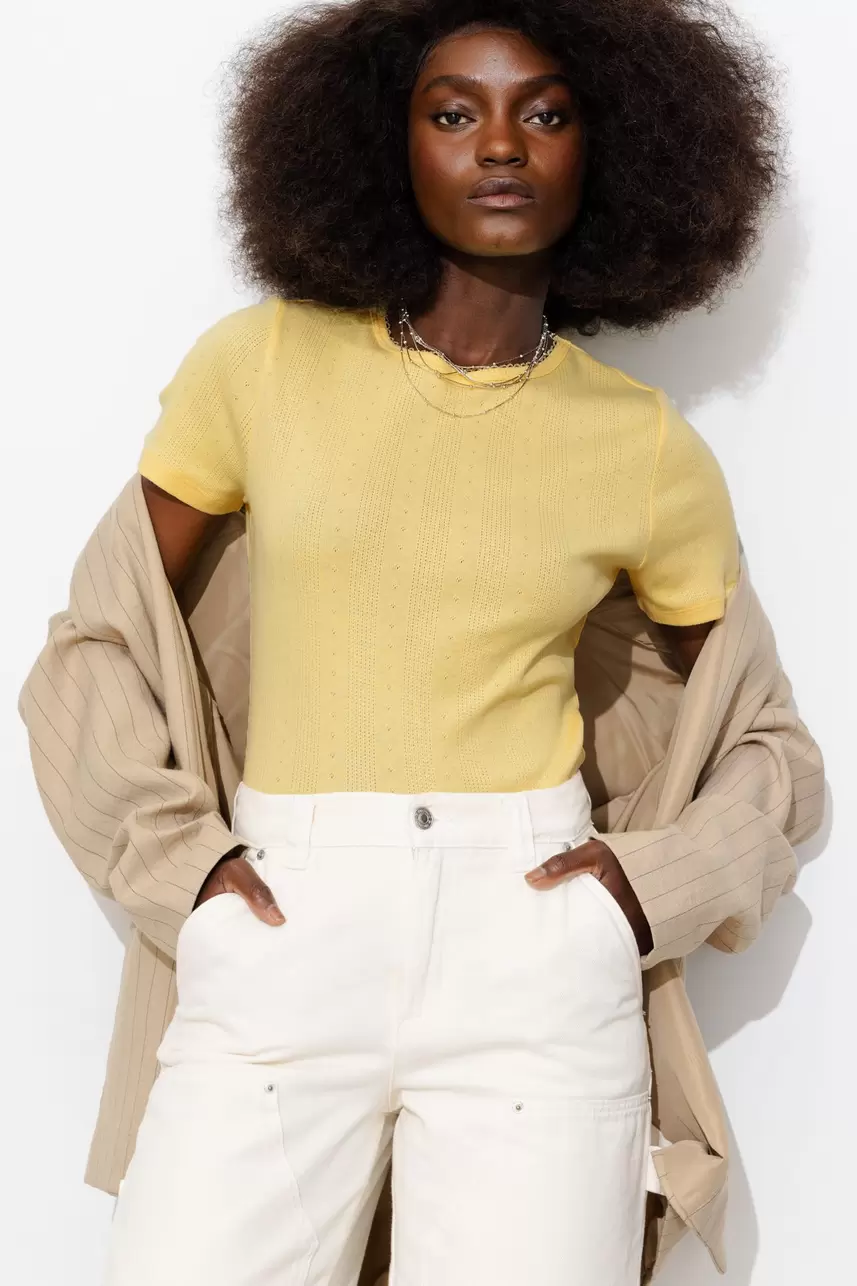 T-shirt en jersey pointelle