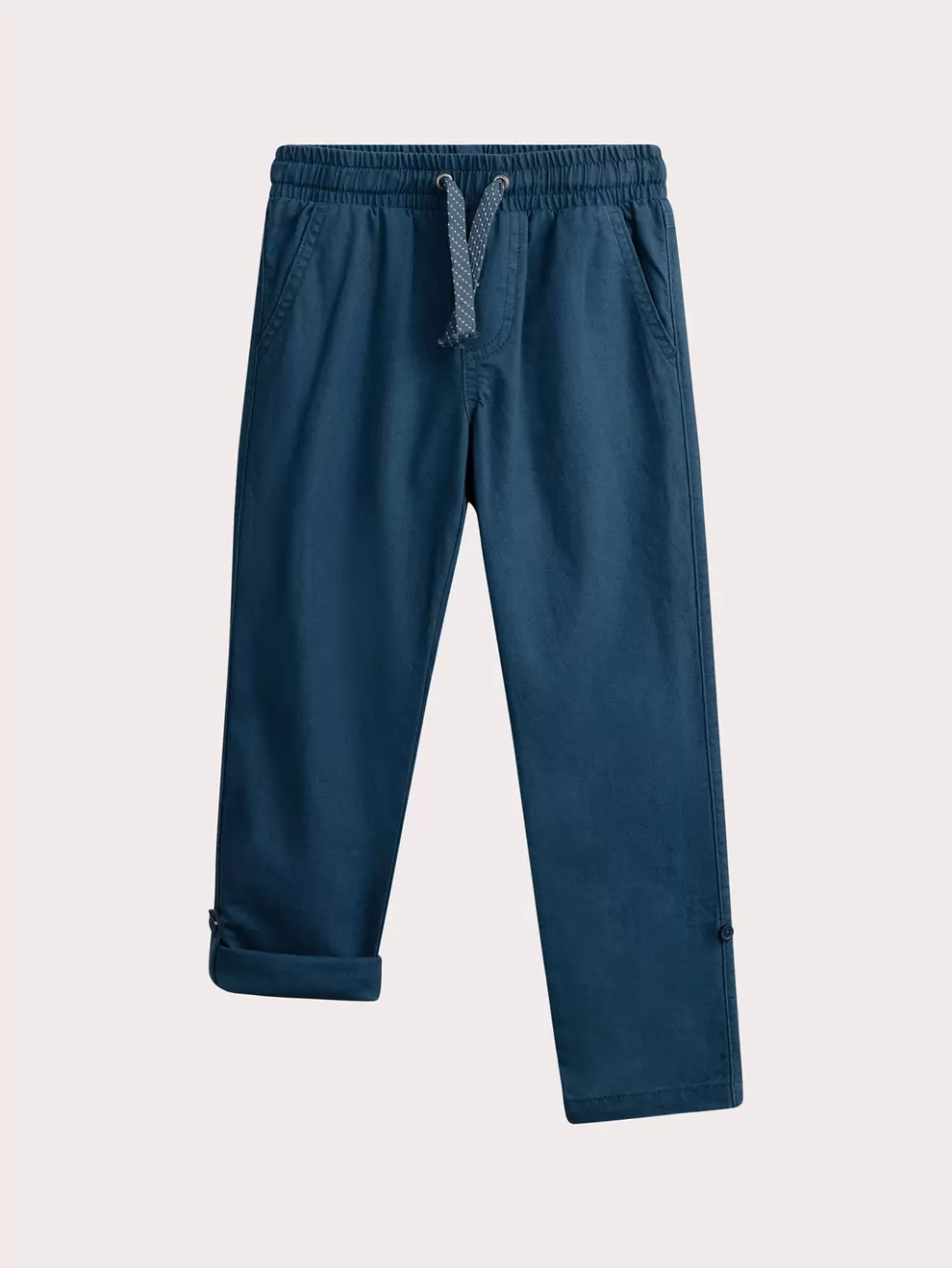 Pantalon bleu en coton et lin