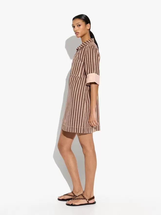 Robe chemise à rayures 100% coton