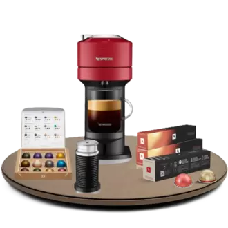 Pack Vertuo Next + Aeroccino + Assortiment de 30 capsules