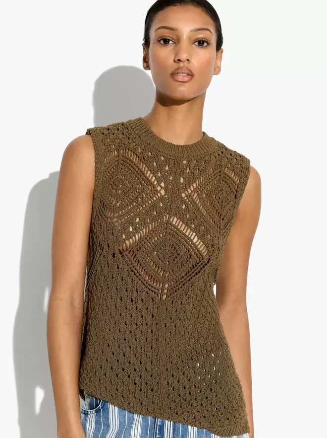 Top avec maille pointelle