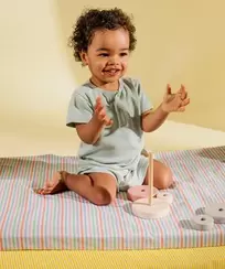 Pyjashort en coton à col tunisien et short rayé bébé garçon