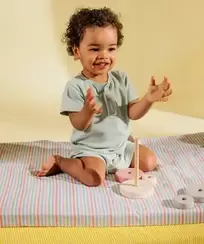 Pyjashort en coton à col tunisien et short rayé bébé garçon