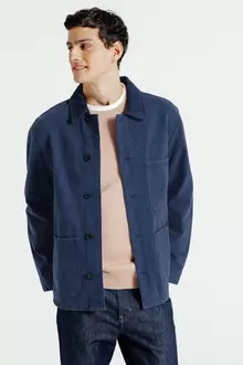 Veste col chemise en velours boutonnée