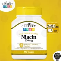 21st Century Niacine,250 mg,Soutient l'énergie,110 comprimés+Sticker cadeau