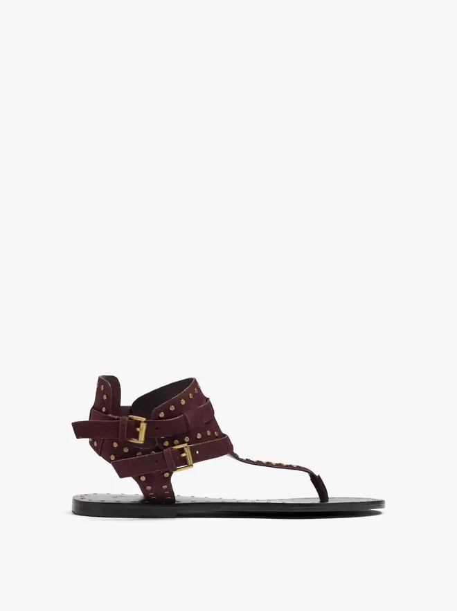 Sandales plates en cuir avec clous