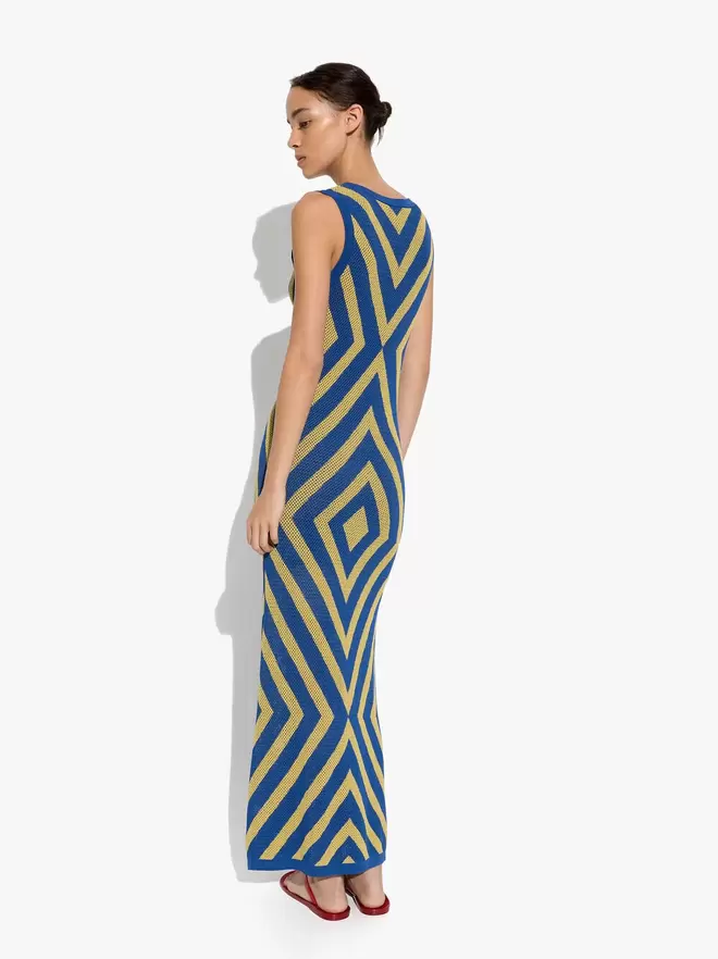 Robe longue en maille avec imprimé géométrique