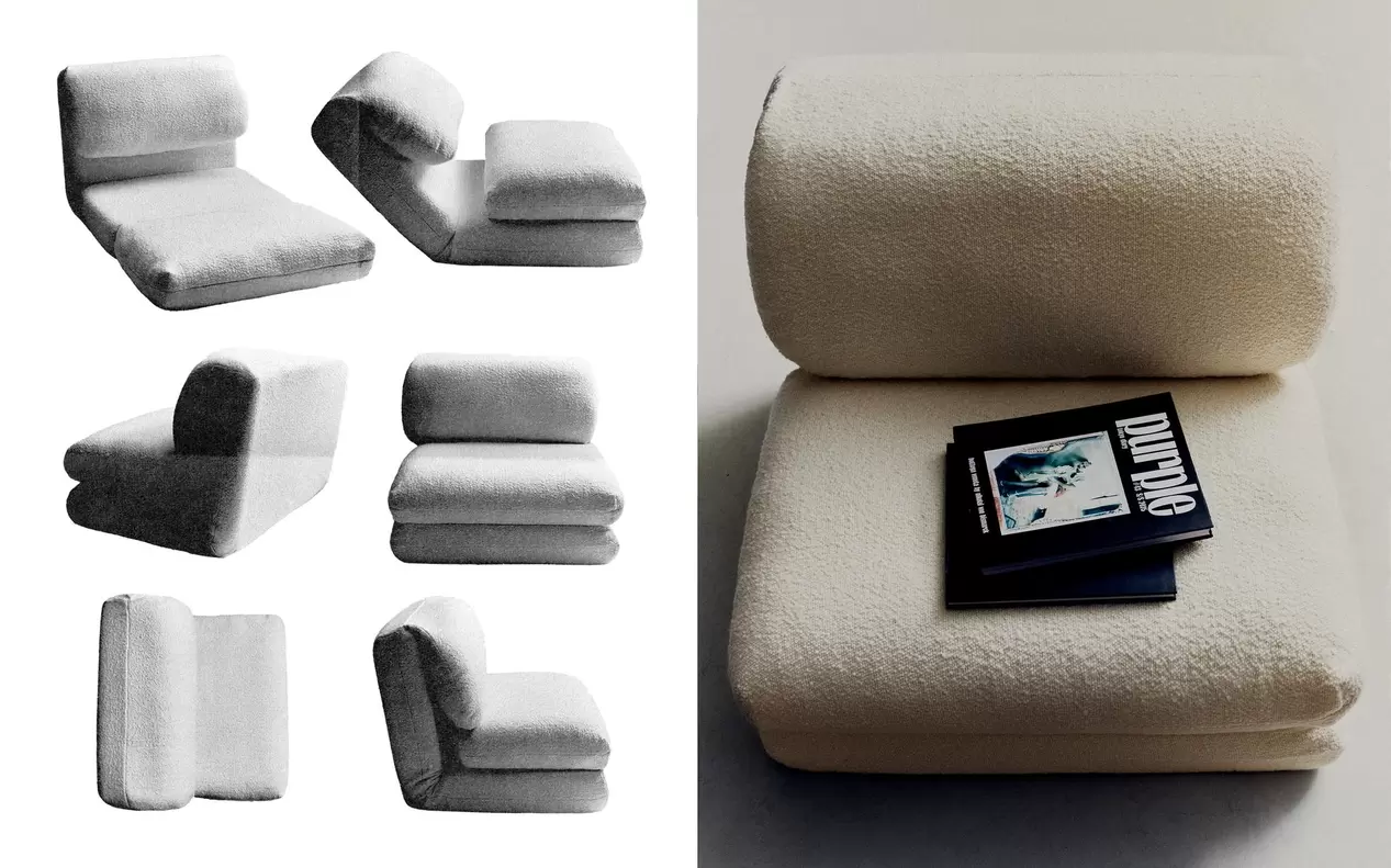 FAUTEUIL PLIANT INDIVIDUEL TISSU BOUCLÉ