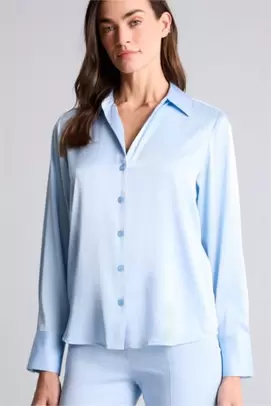 Chemise en satin à manches longues Coupe régulière