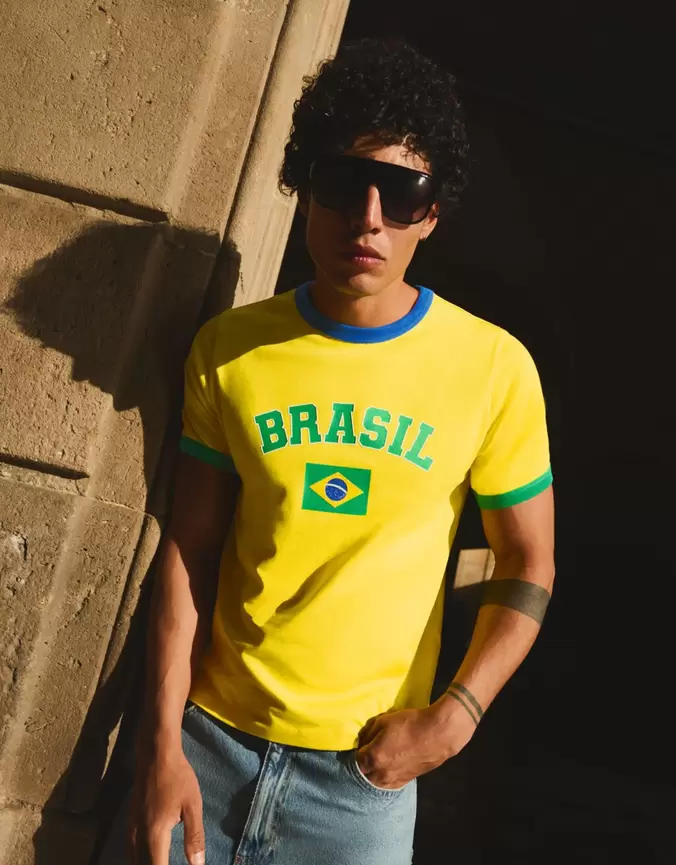T-shirt slim fit imprimé Brésil
