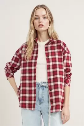 Chemise à carreaux oversize 100% coton à manches longues