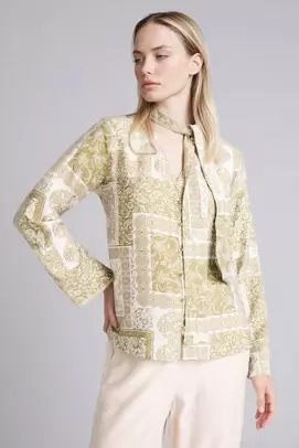 Chemise à col châle à motifs