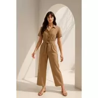 Marwa Combinaison À Ceinture Beige - CB477E25