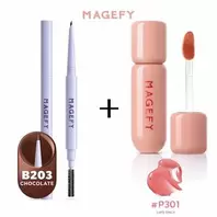MAGEFY Pack Sourcils B203 + Lip Gloss P301 – Regard Défini & Lèvres Brillantes, Look Complet Naturel