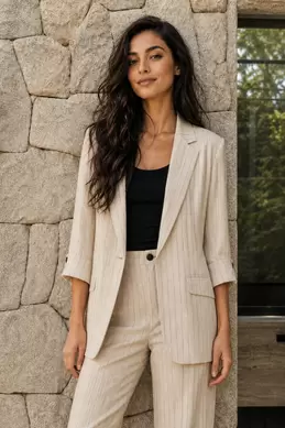 VESTE RAYÉE À REVERS
